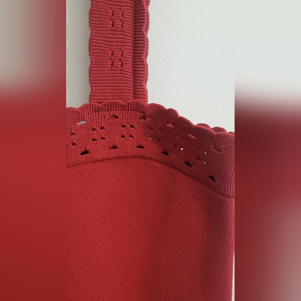 Sandro Alyson Terracotta Stretchy Knit Dress with Straps Size 40 US 8 - Picture 6 of 9